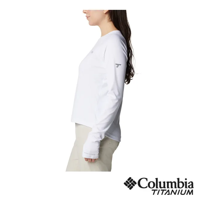 【Columbia 哥倫比亞】女款-超防曬UPF50快排長袖上衣-白色(UAR26910WT/JS)
