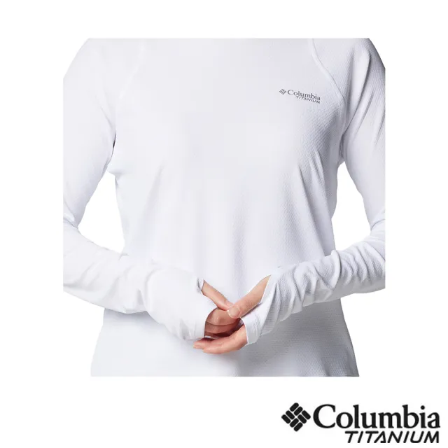 【Columbia 哥倫比亞】女款-超防曬UPF50快排長袖上衣-白色(UAR26910WT/JS)