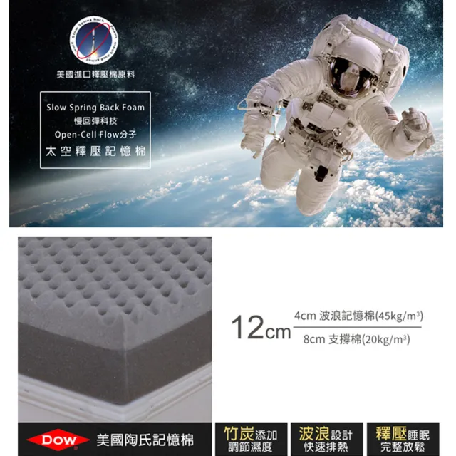 【LooCa】特級天絲12cm釋壓記憶床墊(加大6尺)