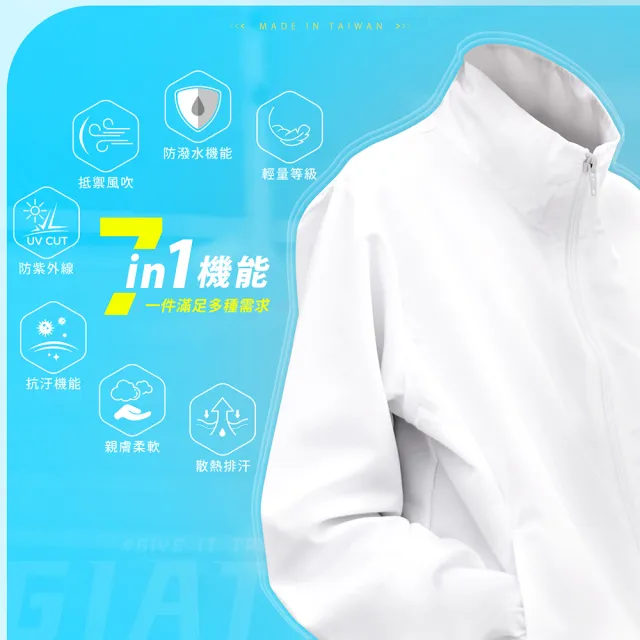 【GIAT 吉亞特】UPF50+防潑水機能風衣外套(立領款/男女適穿-台灣製MIT)