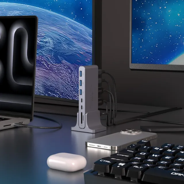 【ADAM 亞果元素】Hub Pro S USB-C 十二合一多功能集線器(全金屬鋁合金打造)