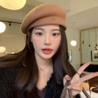 【Emi 艾迷】日系氣質定型羊毛貝雷帽 顯臉小 純色百搭款