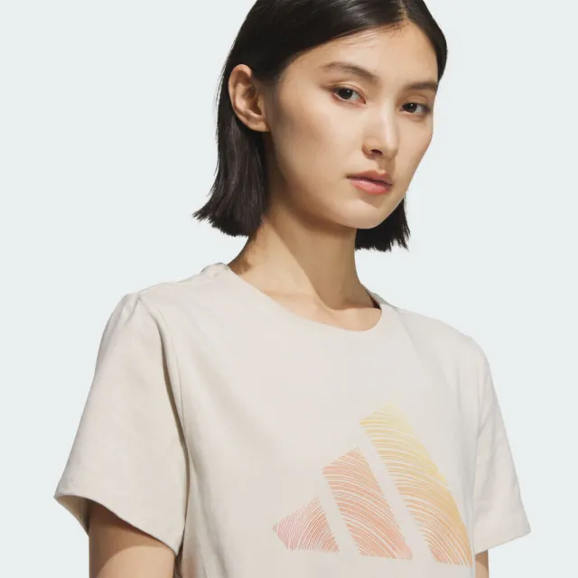 【adidas 愛迪達】Logo Ss Tee 女 T恤 運動上衣 休閒短袖 米 亞版(JL6285)