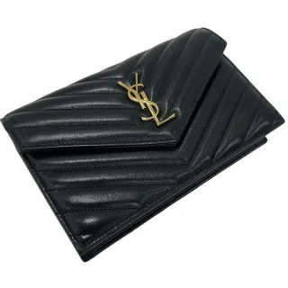 【YSL】CASSANDRE MATELASS☆小羊皮金鏈WOC 鏈包(黑色)