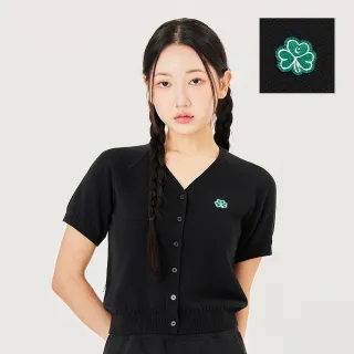 【Mark Gonzales官方旗艦】女裝 刺繡花朵短版短袖針織衫-黑色