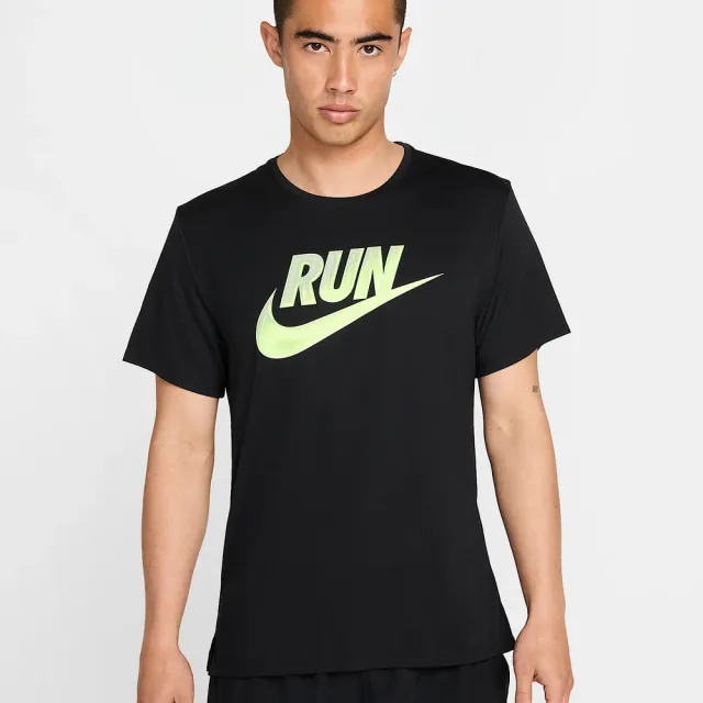 【NIKE 耐吉】短袖上衣 運動 休閒 跑步 Dri-FIT  男 AS M NK RUN ENERGY MILER SS TO 黑色(HJ3565010)