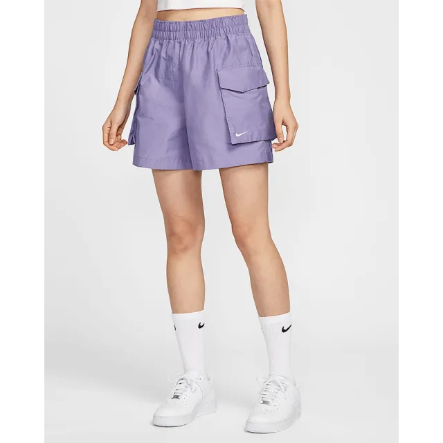 【NIKE 耐吉】短褲 運動 休閒 高腰 寬鬆 女 AS W NSW ESSNTL WVN HR 5” CRGO 紫色(HM6983527)