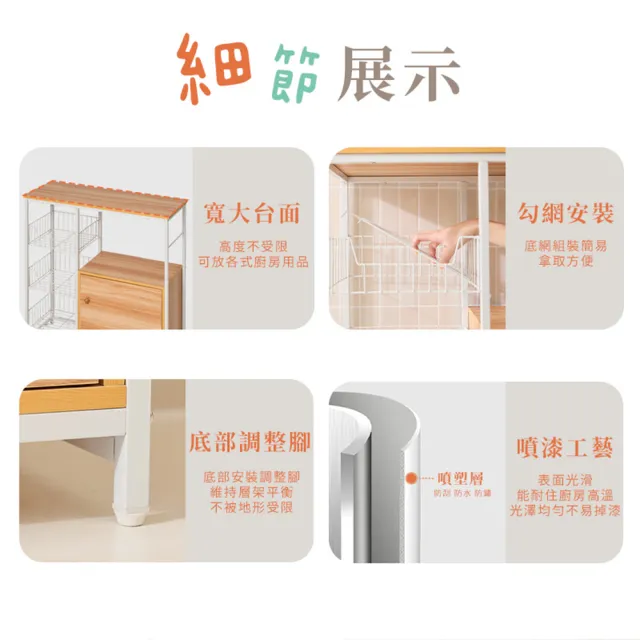 【居家cheaper】三板一櫃廚房置物架 TD080-3DWT(廚房架 廚房櫃 廚房置物架 烤箱架)