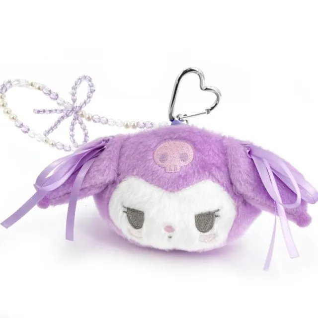 【小禮堂】雙11 Sanrio 三麗鷗 x 粧美堂 絨毛扣環小物收納包 緞帶款 美樂蒂 酷洛米 大耳狗(平輸 