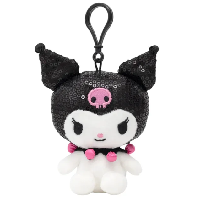 【小禮堂】雙11 Sanrio 三麗鷗 絨毛玩偶吊飾 亮片款 Kitty 酷洛米(平輸品)
