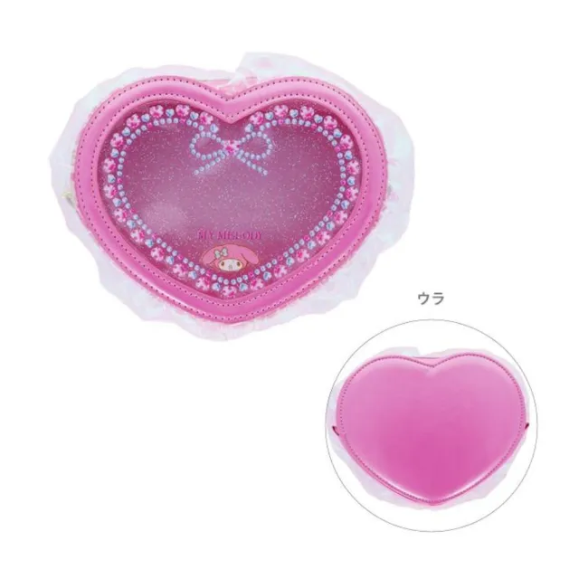 【小禮堂】雙11 Sanrio 三麗鷗 愛心造型透明窗口收納包 芭蕾款 Kitty 美樂蒂 花小兔 洽咪(平輸品