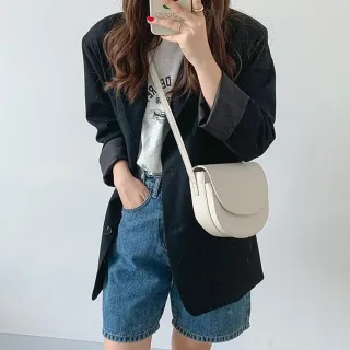 【LEESA】雙11 真皮包包\馬鞍包\包包\側背包\小包包\牛皮包包\女士包包\高級感\簡約風格\通勤小