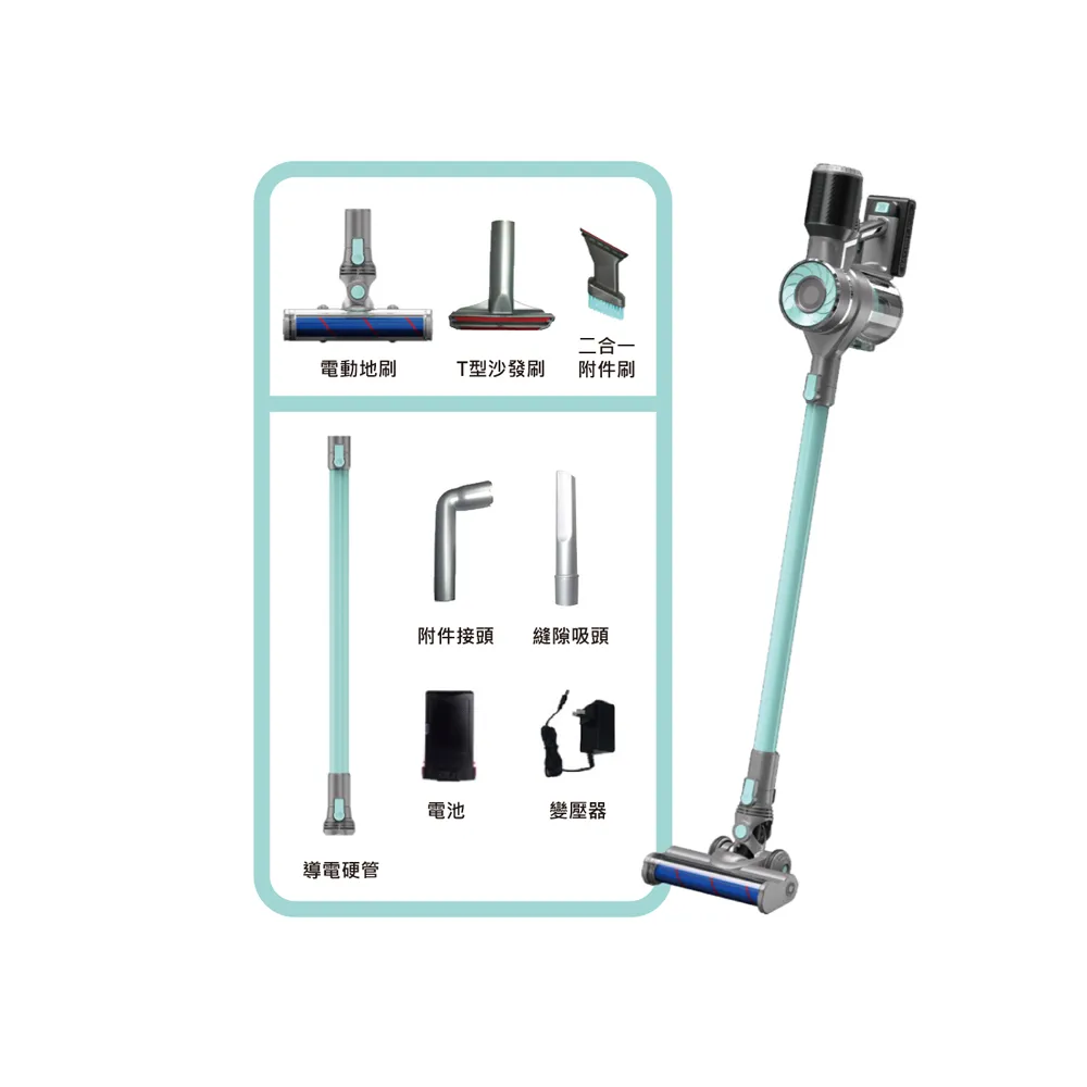 【HERAN 禾聯】20000Pa無線手持吸塵器HVC-23E6B(momo獨家蒂芬妮綠限定色)