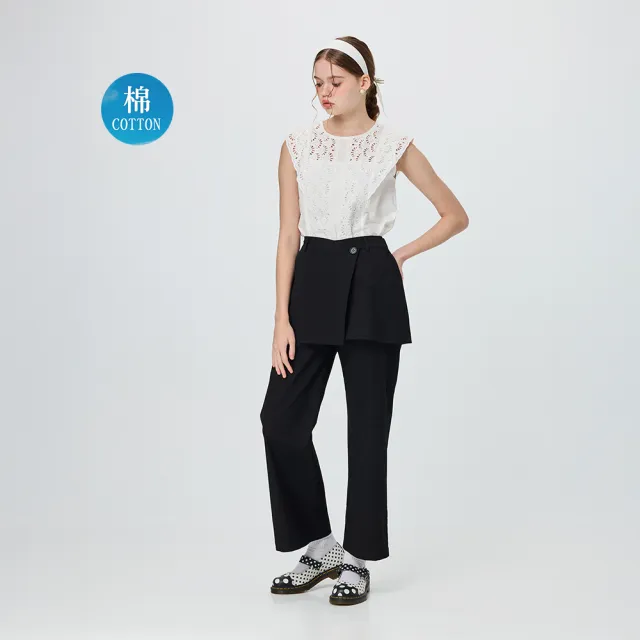 【OUWEY 歐薇】縷空蕾絲小蓋肩袖棉質上衣(白；S-L；3252321845)