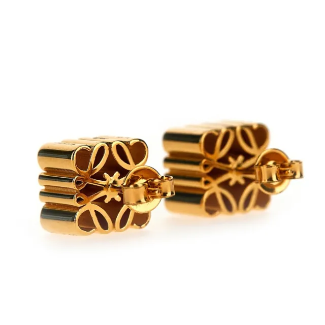 【LOEWE 羅威】Anagram Stud 花紋 24 克拉鍍金紋銀 針式 耳環