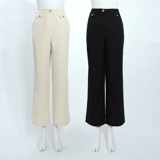 【ILEY 伊蕾】率性優雅九分小直筒褲(兩色；M-2L；1252316437)