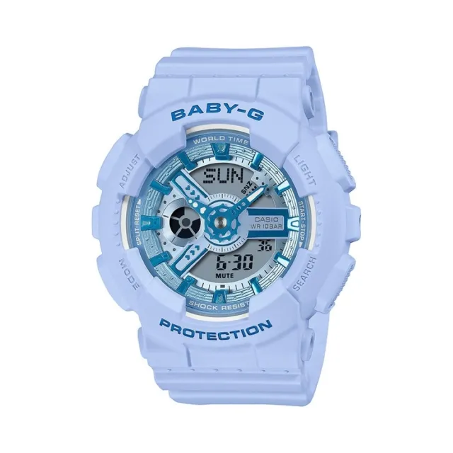 【CASIO 卡西歐】BABY-G  Y2K 鮮豔時尚 雙顯錶 電子錶-43.4mm藍(BA-110YK-2A)