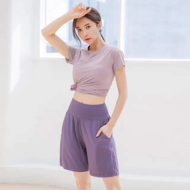 【BODYAIR】任2入 高包腰腹彈力五分闊腿褲(瑜珈.運動.慢跑.透氣.舞蹈.運動褲)