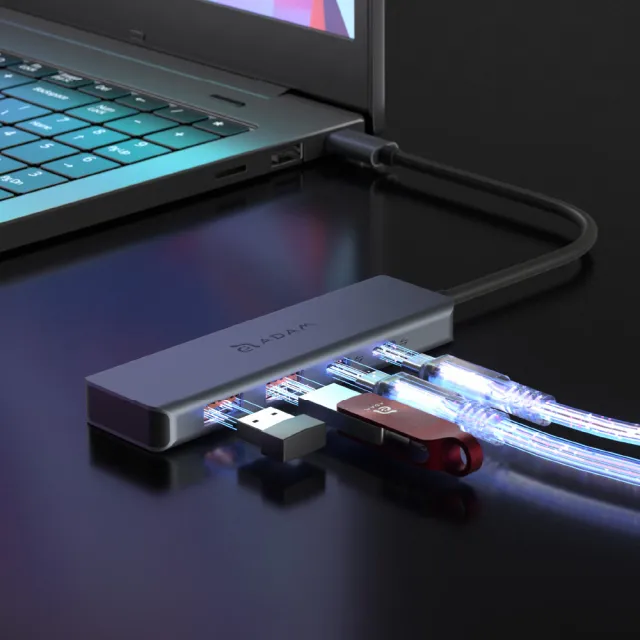 【ADAM 亞果元素】Hub A04 USB-C Gen2 四合一高速資料傳輸集線器(最輕巧高速的資料傳輸)