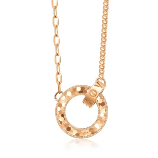 【點睛品】LOVE扣環 18K玫瑰金項鍊