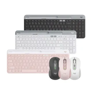 【Logitech 羅技】K580 超薄跨平台藍牙鍵盤 + M750L 大手版多工靜音無線滑鼠