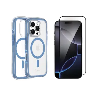 【MAXIA】iPhone16 Pro耐衝擊磁吸手機殼保護組(磁吸耐衝擊手機殼/康寧玻璃保護膜/藍寶石不鏽鋼鏡貼)