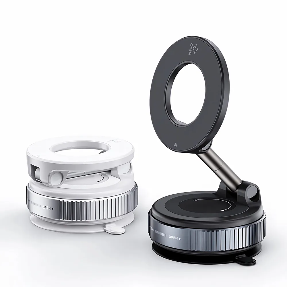 【itop】機械真空吸盤手機支架 720度三軸旋轉折疊 鋅合金支撐桿 汽車用磁吸手機架 magsafe桌面支架