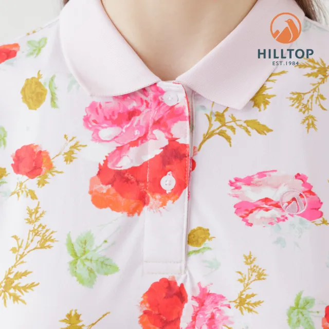 【Hilltop 山頂鳥】Polygiene抗菌抗UV吸濕快乾印花POLO衫 女款 淺粉｜PS14XFL7ECFZ