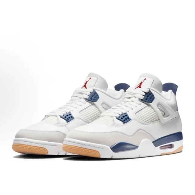 【NIKE 耐吉】Nike SB Air Jordan 4 Navy 白藍 聯名款 耐磨 高幫 男鞋 女鞋 籃球鞋 休閒鞋 DR5415-100