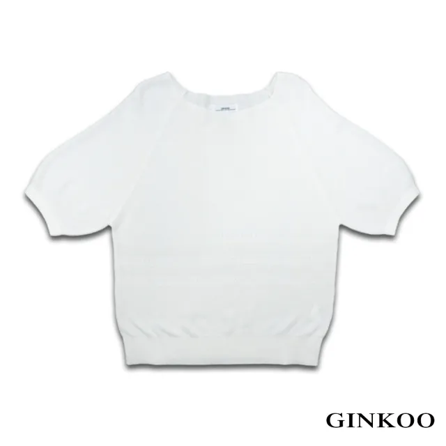 【GINKOO 俊克】條紋組織圓領針織上衣
