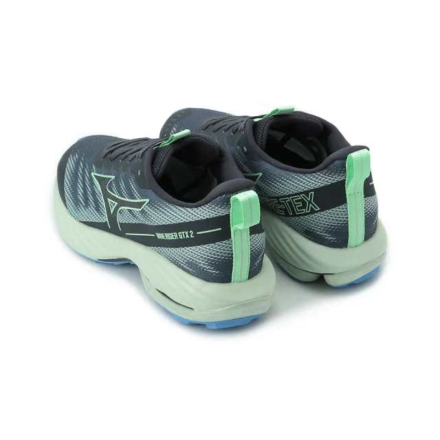 MIZUNO 美津濃】WAVE RIDER GORE-TEX 2 寬楦慢跑鞋灰深藍綠男