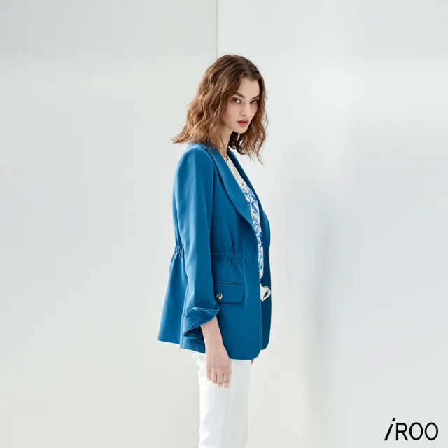 【iROO】鬆緊腰經典西裝外套