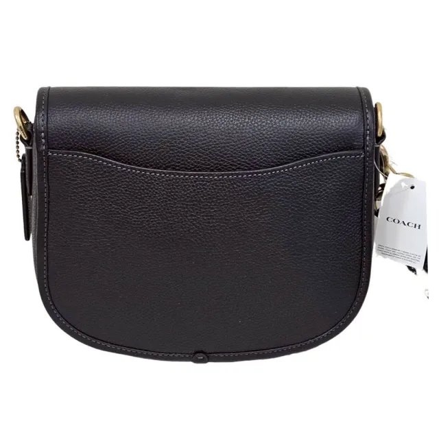 【COACH】Willow Saddle 旋釦C 荔枝紋皮革可替換雙背帶斜/黑(贈原廠防塵袋紙袋/送禮)