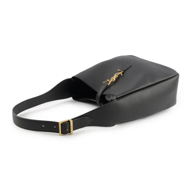 【YSL】LE 5 A 7 Hobo 小牛皮小款肩背包(黑色)