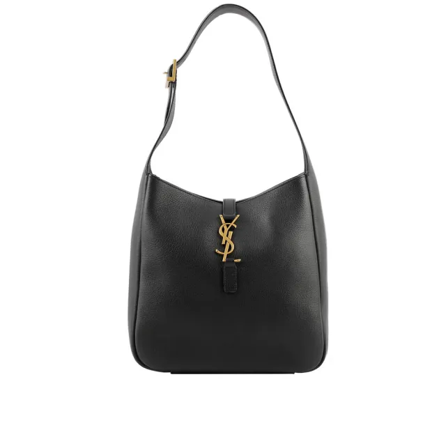 【YSL】LE 5 A 7 Hobo 小牛皮小款肩背包(黑色)