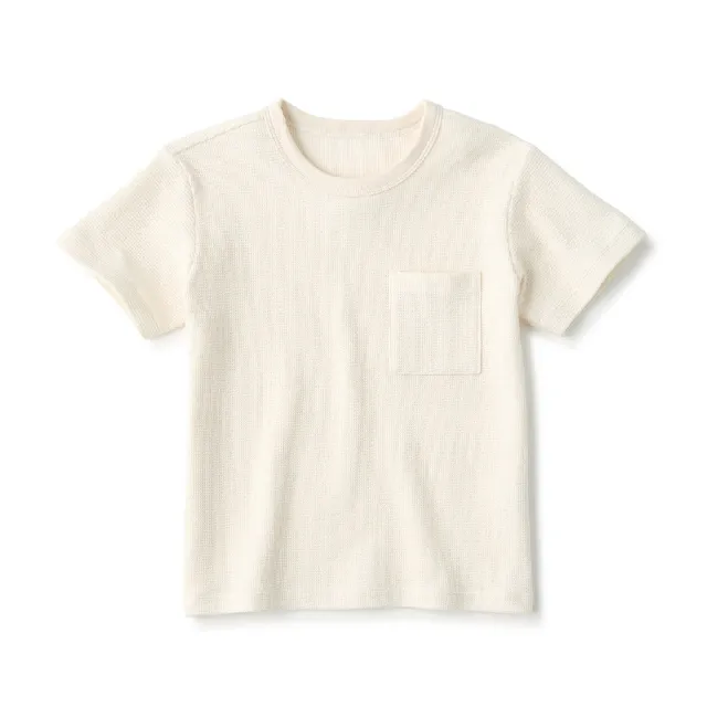 【MUJI 無印良品】兒童鬆餅紋圓領短袖T恤(共6色)