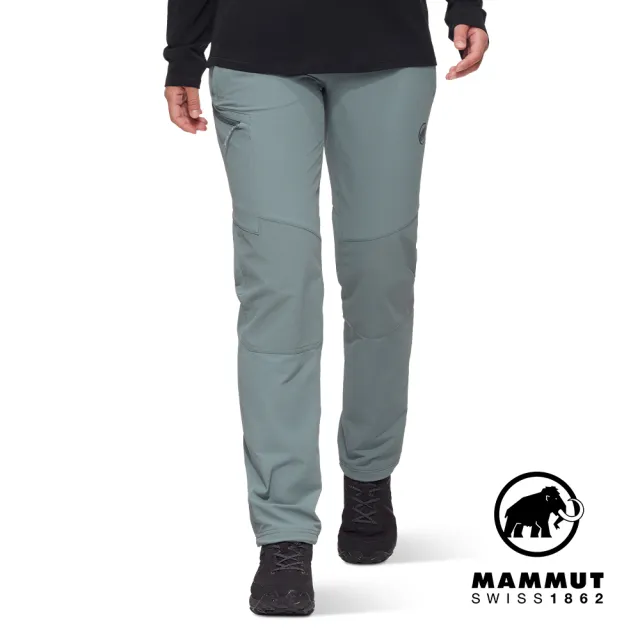 【Mammut 長毛象官方直營】Runbold Guide SO Pants W 防風防潑水健行軟殼長褲 地層灰藍 女款 #1021-01470