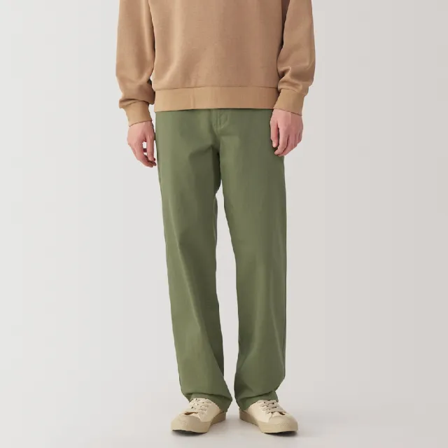 【MUJI 無印良品】男水洗綾織寬版褲(共3色)