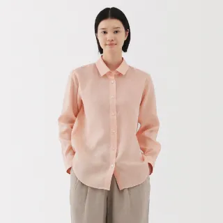【MUJI 無印良品】女亞麻水洗標準領長袖襯衫(共7色)