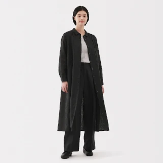 【MUJI 無印良品】女亞麻水洗長袖襯衫式洋裝(共4色)