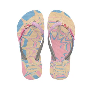 【havaianas 哈瓦仕】拖鞋 童鞋 兒童 閃亮繽紛 Kids Slim Glitter Trendy 粉藍 4146976-9321K(哈瓦士)
