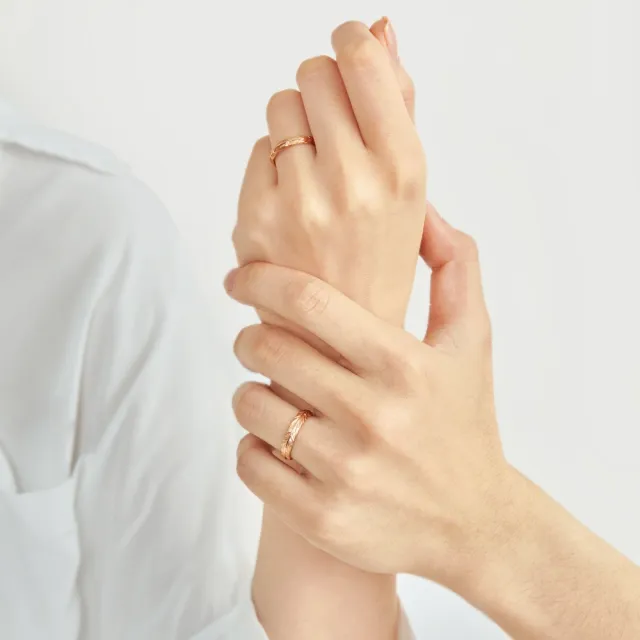 【點睛品】全18K 愛情密語 邱比特之羽 18K玫瑰金戒指(男戒)