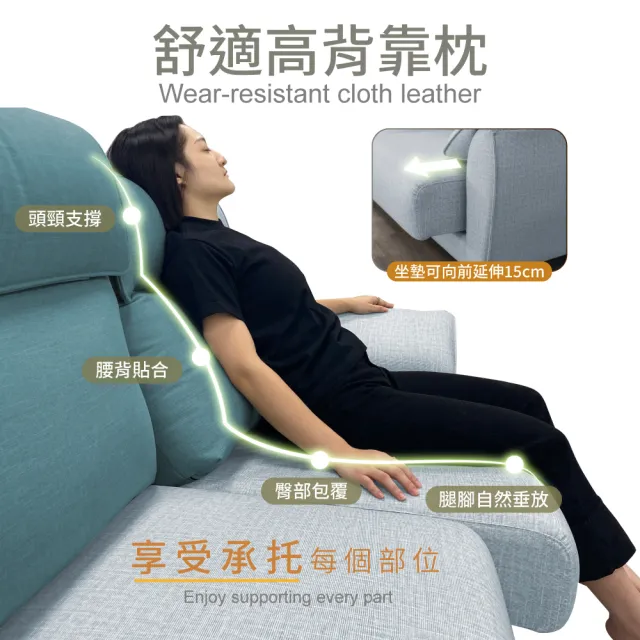【IHouse】露西 奧地利涼感布+耐磨貓抓皮 獨立筒沙發(4人+腳椅)