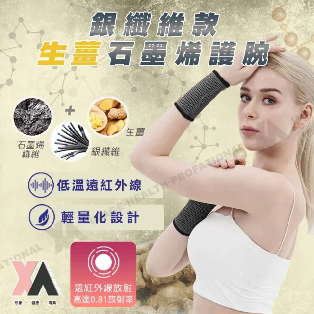 【XA】2.0銀纖維款生薑石墨烯護腕一雙入(低溫遠紅外線/排汗/不悶熱/護腕/健身/運動/石墨烯護具/特降)