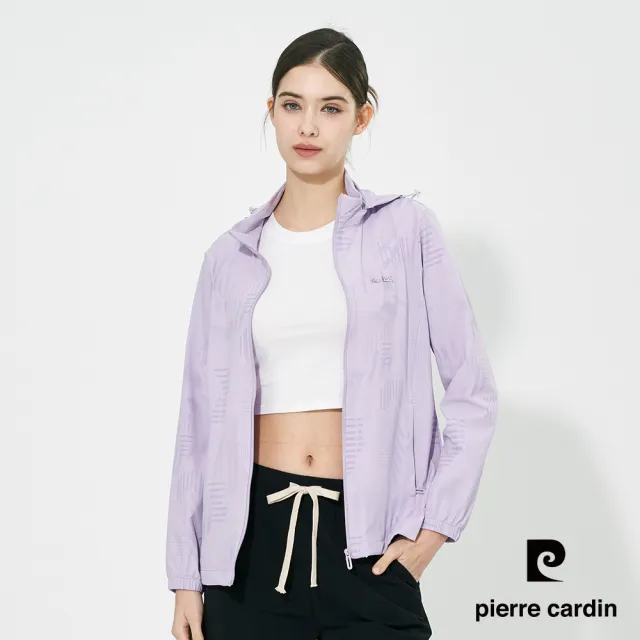 【pierre cardin 皮爾卡登】網路獨家 男女款 冰絲涼感印花抗UV機能連帽外套(可拆帽/多色 任選)