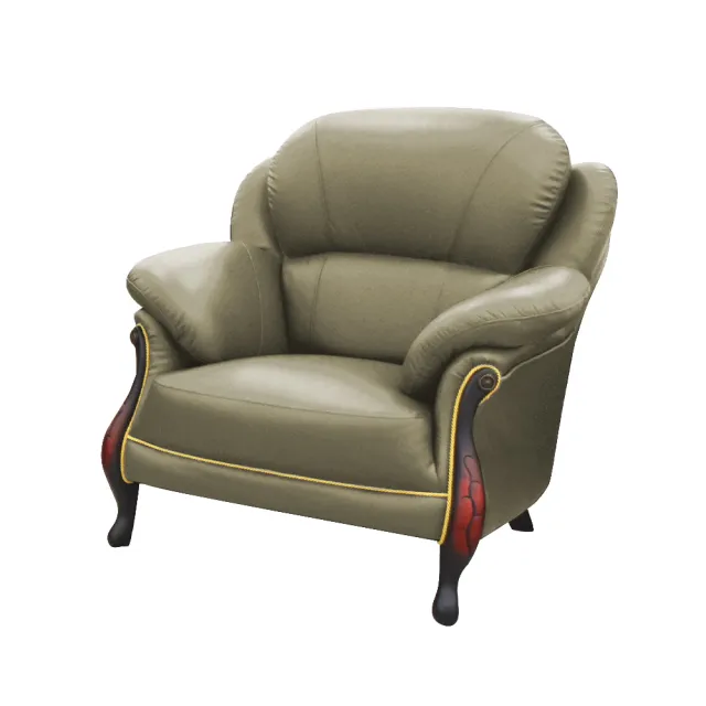 【IHouse】台灣製法式古典高背 進口半牛皮獨立筒沙發 1人座