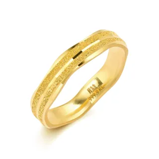 【點睛品】唯美波浪噴砂 黃金戒指_計價黃金(港圍13)