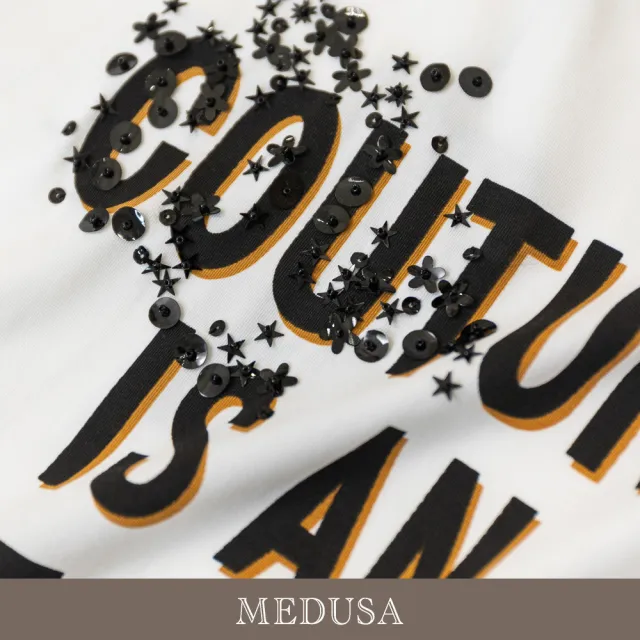 【MEDUSA 曼度莎】現貨-亮片 Attitude 字母純棉T恤（M-XL）｜女休閒上衣 女短袖上衣(601-31601)