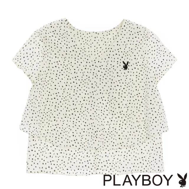 【PLAYBOY】韓系清新荷葉雪紡上衣(白色)