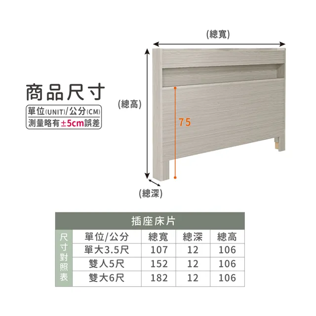 【ASSARI】雙人5尺日系房間組二件-插座床片+6分床底